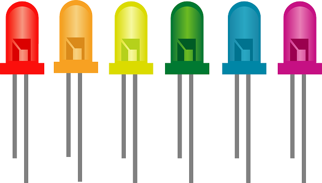 ilustrace různých barev LED